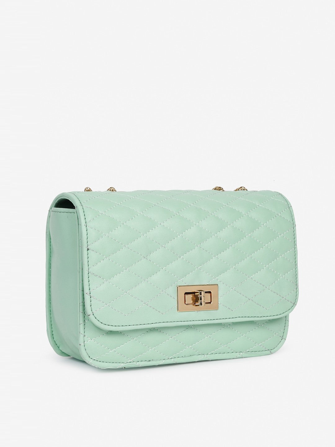 Fargo Green PU Structured Sling Bag with Quilted