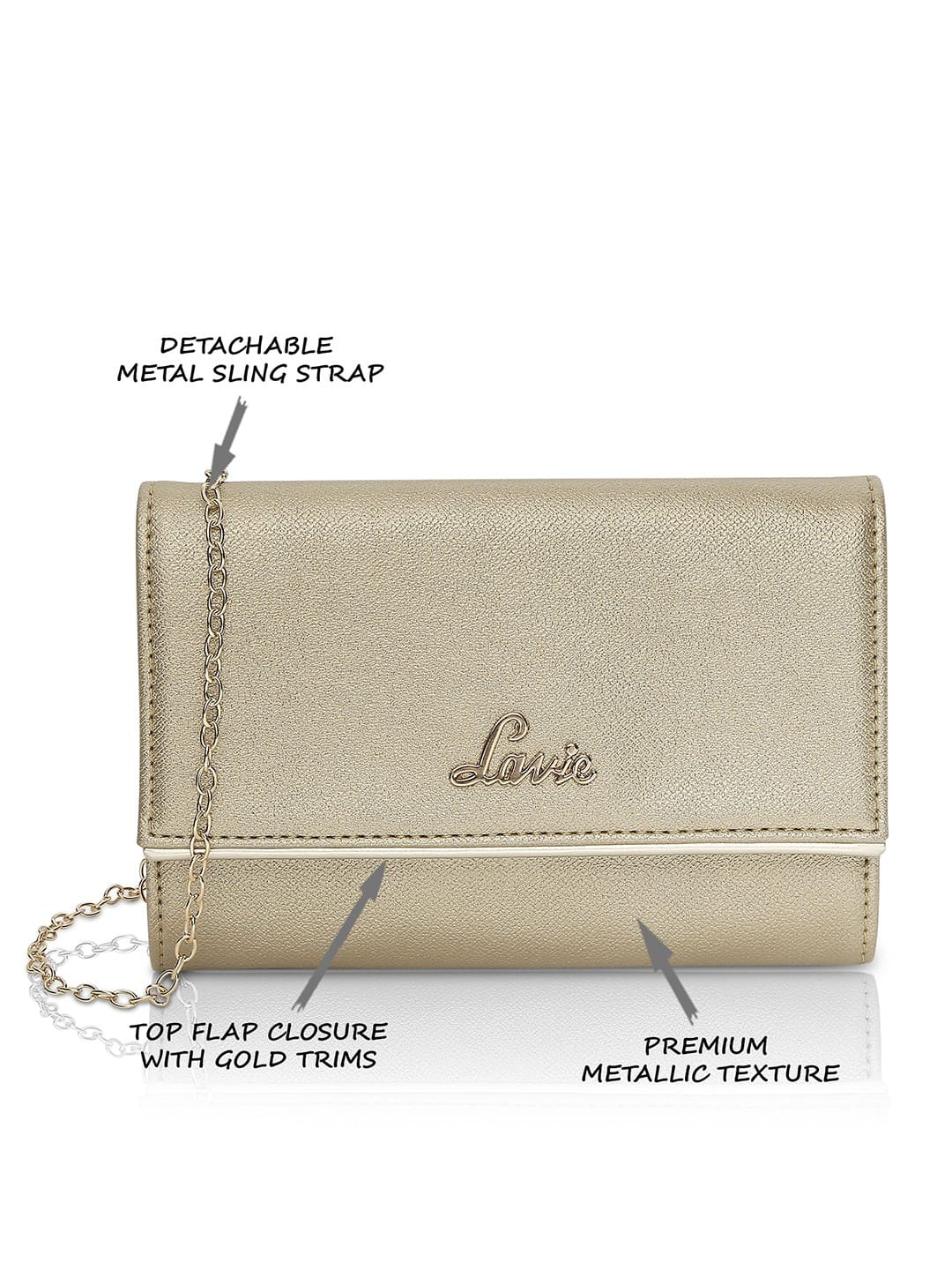 Lavie Ava Gold-Toned Solid Foldover Clutch
