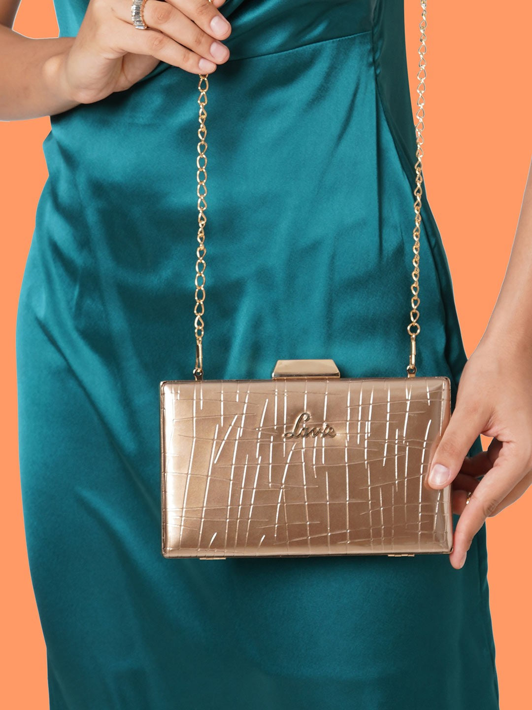 Lavie Glimmer Gold-Toned Textured Framed Purse Clutch