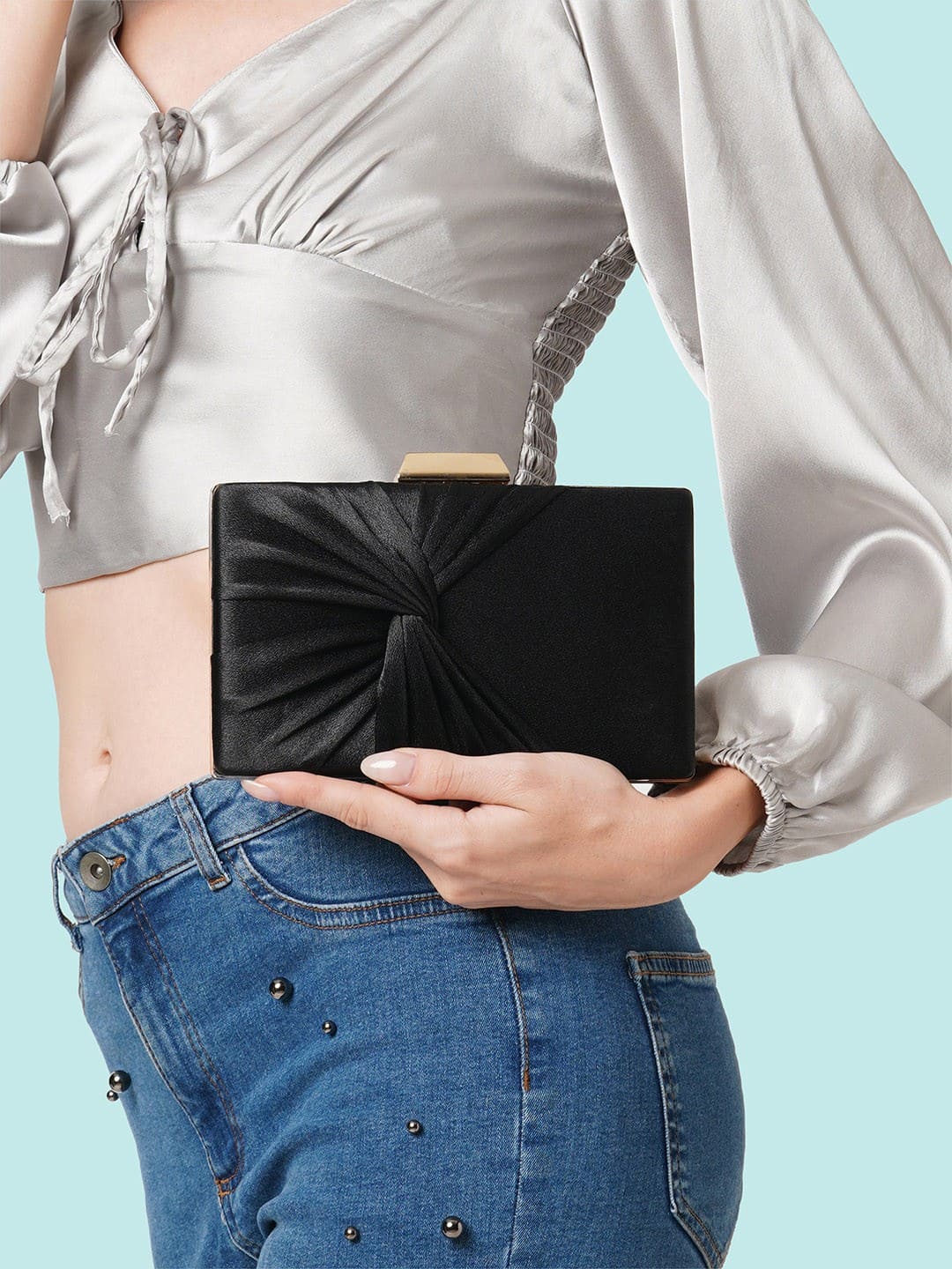 Lavie Women Black Party Box Clutch