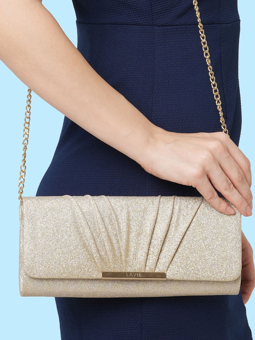 Lavie Women Gold-Toned Party Foldover Clutch