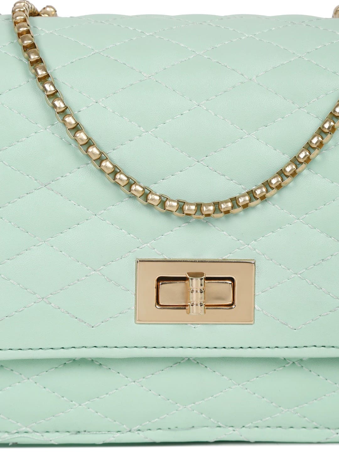 Fargo Green PU Structured Sling Bag with Quilted