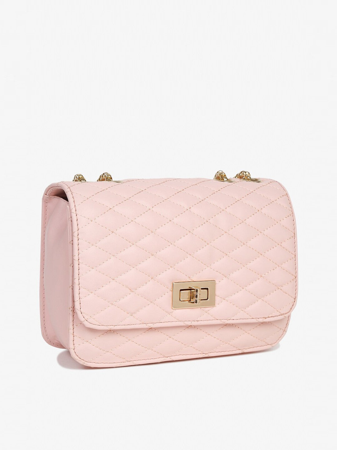 Fargo Pink PU Structured Sling Bag with Quilted